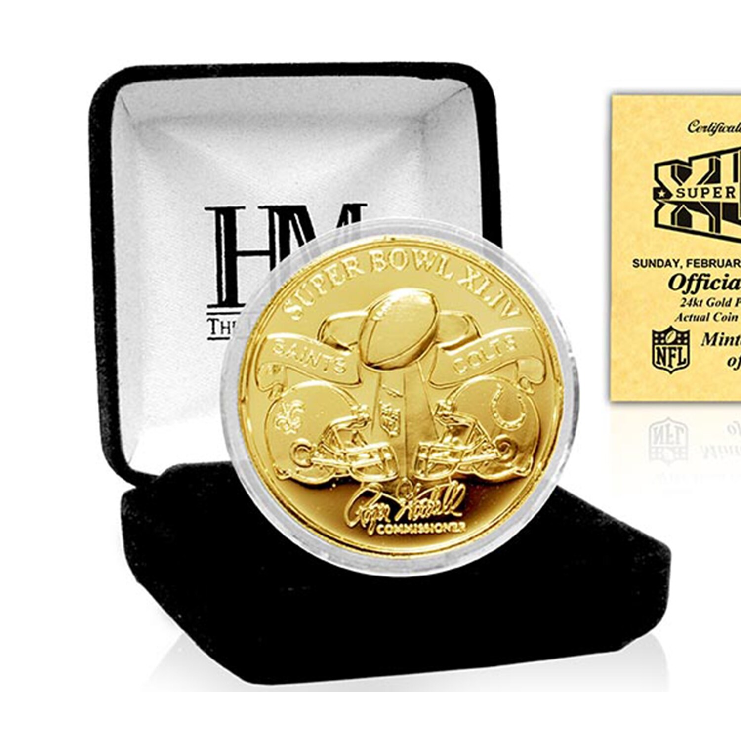 Saints vs Colts Super Bowl XLIV Commemorative Gold Flip Coin - Bed