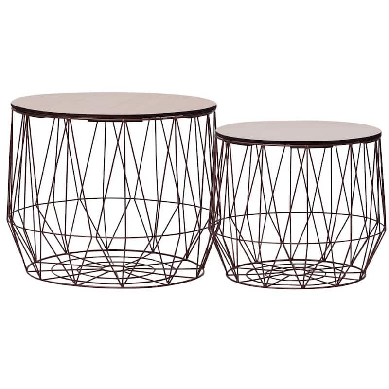 vidaXL Coffee Table 2 pcs Copper