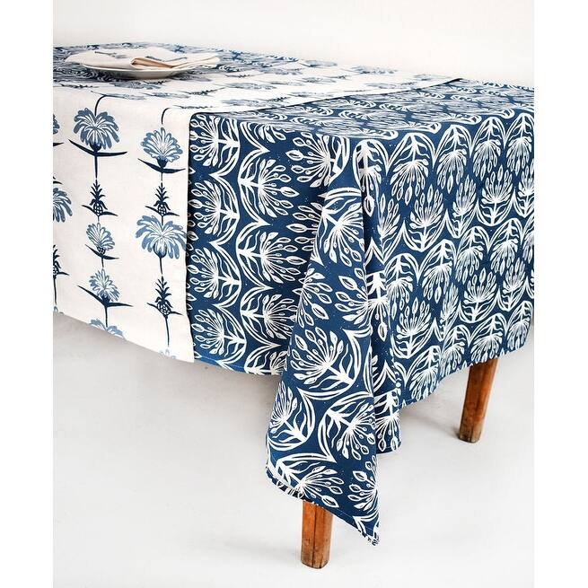 French Home Botanical 59" x 118" Tablecloth - Indigo