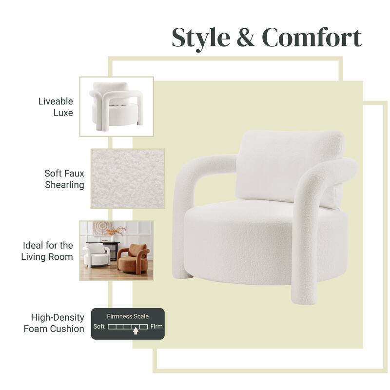 NPD Furniture Maisie Faux Shearling Accent Arm Chair