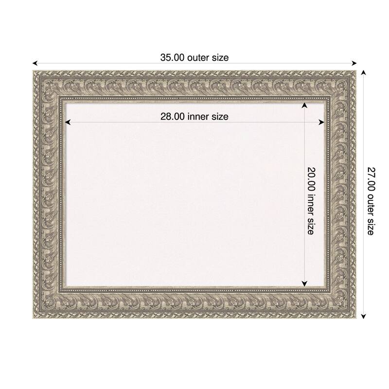 Sydney Silver Framed Cork Board - Bulletin Board, Organization Board, Pin Board - White - 35 x 27 in