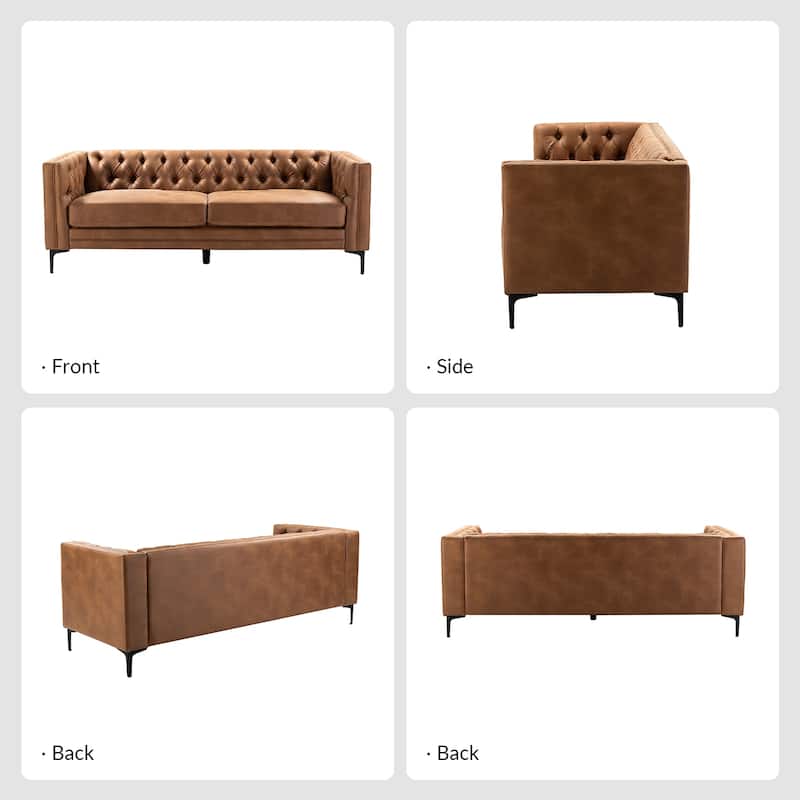 Calymne 84" Classic Square Arms Sofa with Button-Tufted Back by HULALA HOME
