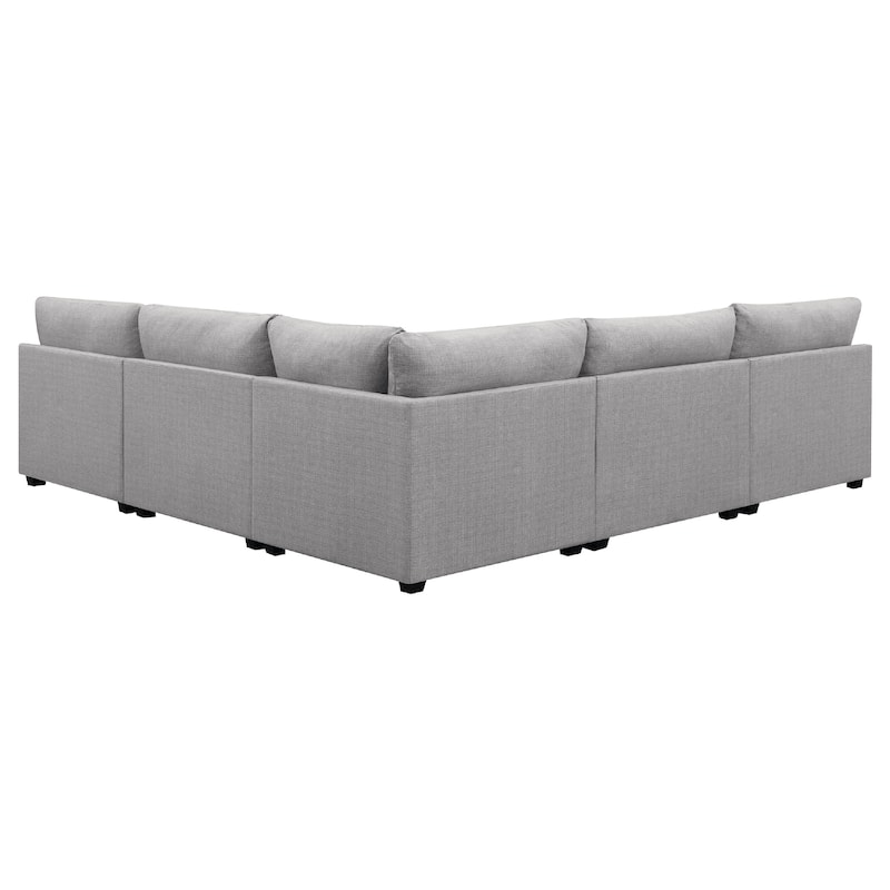 Cambia 5 Piece Modular L Shaped Sectional Sofa, Gray, 10 Pillows