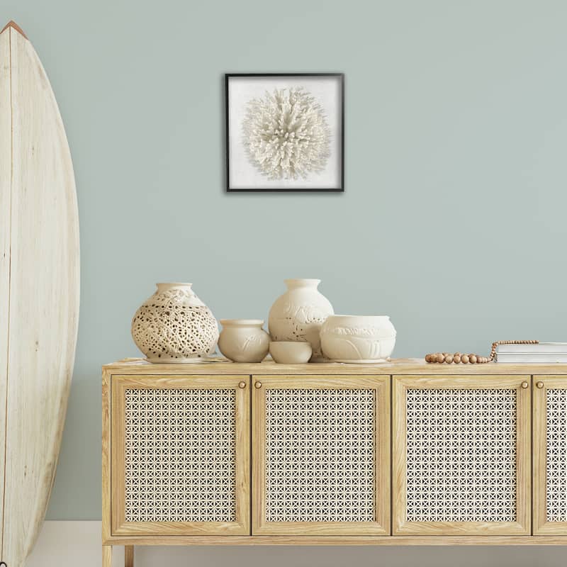 Stupell Natural Round Coral Framed Giclee Art Design By Caroline Kelly