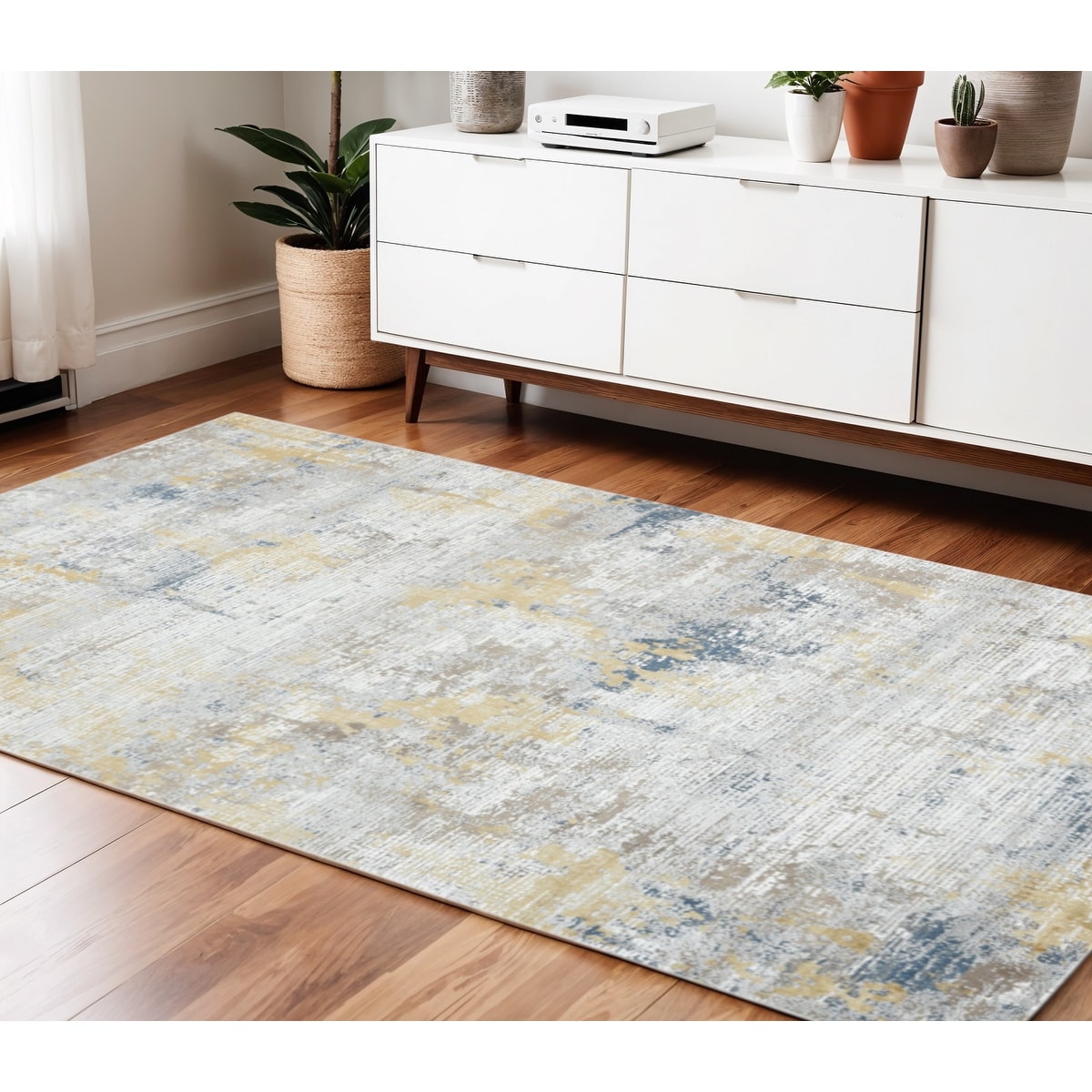 HomeRoots Kejo Abstract Contemporary Rectangle Area Rug