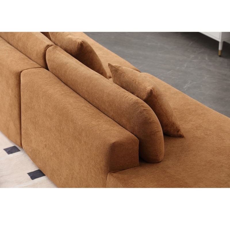 Modern Curved Terrycloth Fabric Combination Sofa No Assembly Required