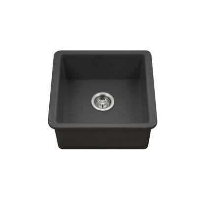 Houzer Platus 20 inch Gray Fireclay Undermount Square Single Bowl Bar Sink