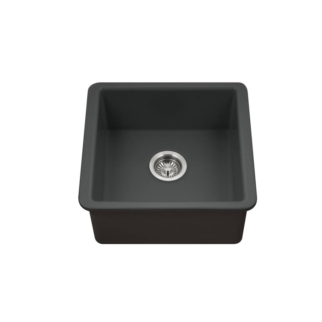 Houzer Platus 20 inch White Fireclay Undermount Square Single Bowl Bar Sink