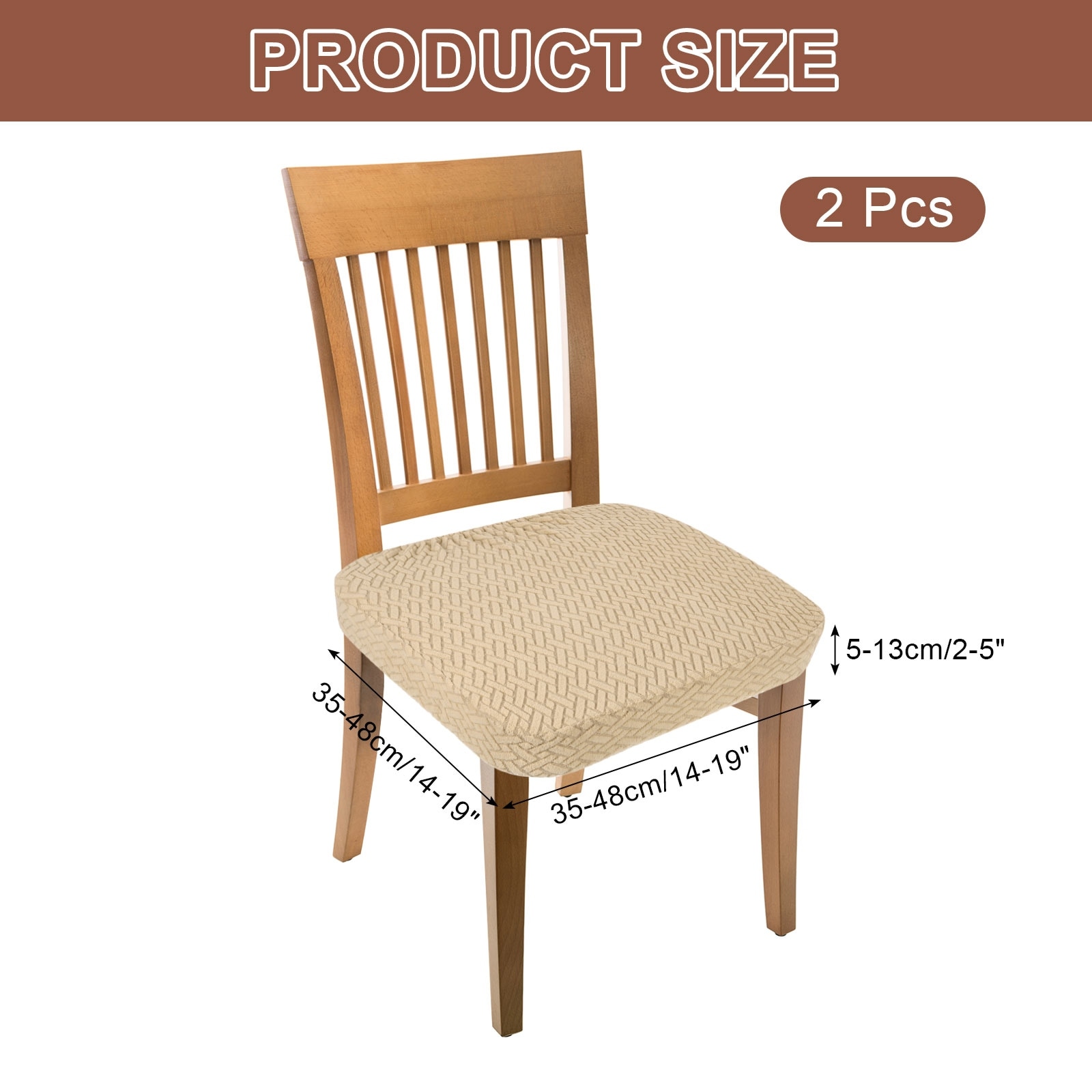 Stretch Jacquard Seat Covers, Dining Chair Seat Slipcover Washable Removable Cushion Protector