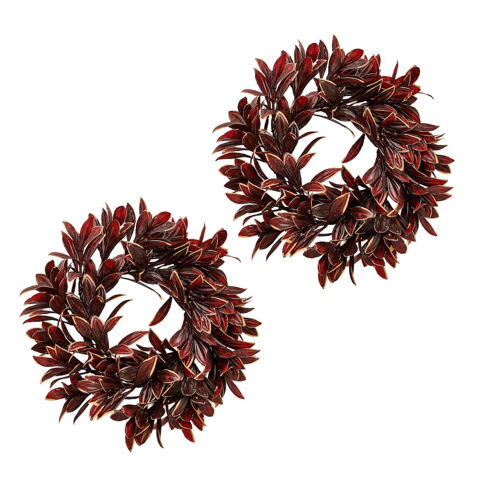 4.5" Leaves Candle Ring, Set of 2 - 10
