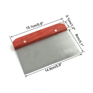 Home Kitchen Wooden Handle Dough Pizza Cake Decorator Scraper Cutter - 14.9 x 8 x 0.08cm