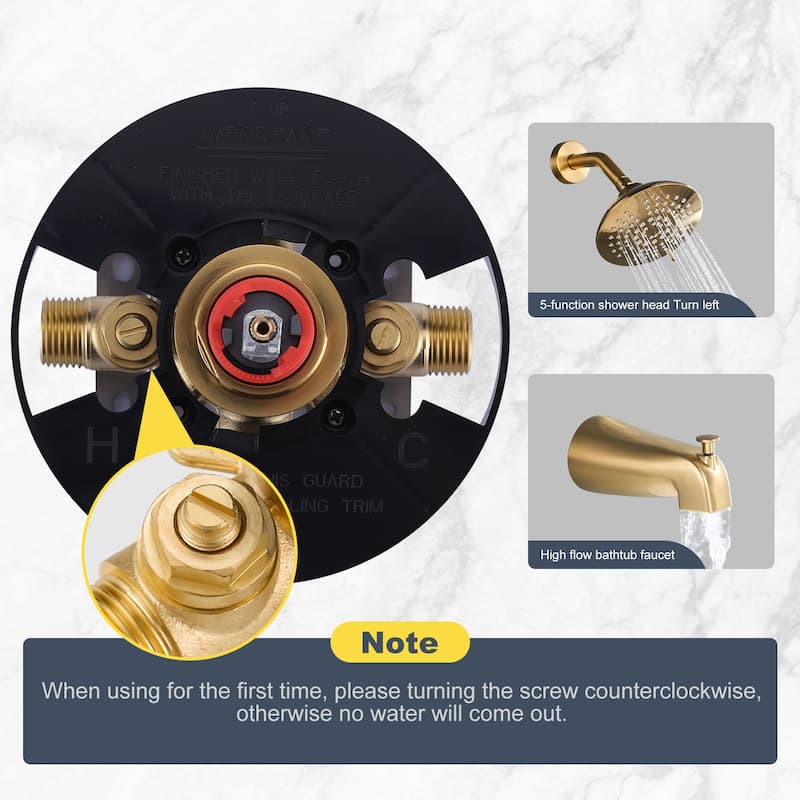 WOWOW Single-Handle 5-Spary Round Shower Faucet with Tub Spout