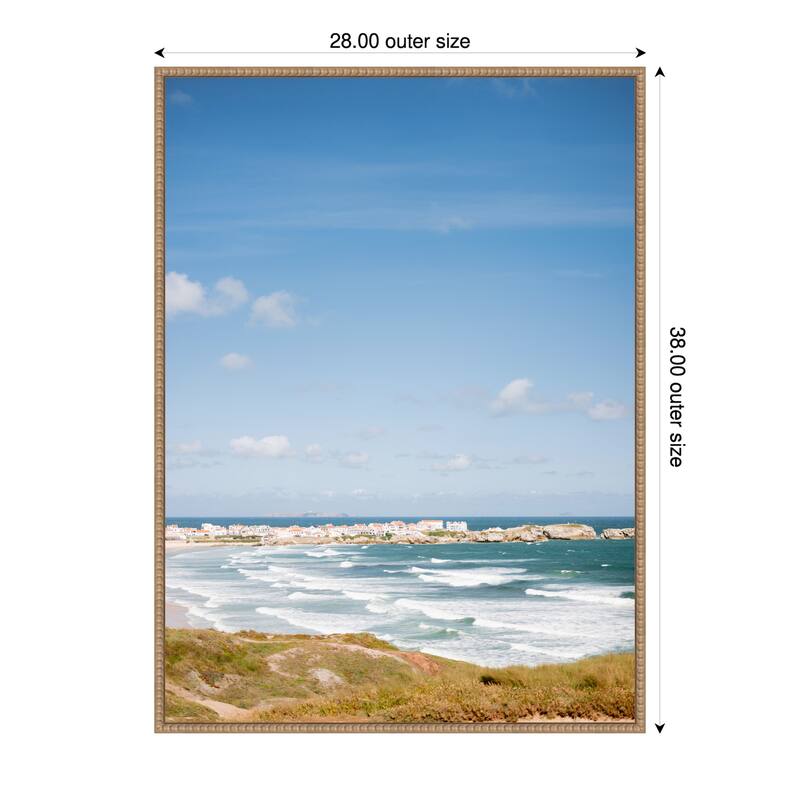 Coastal View of Peniche by Portugal Raisa Framed Canvas Wall Art Print - Plastic - 28 x 38 in - Brown