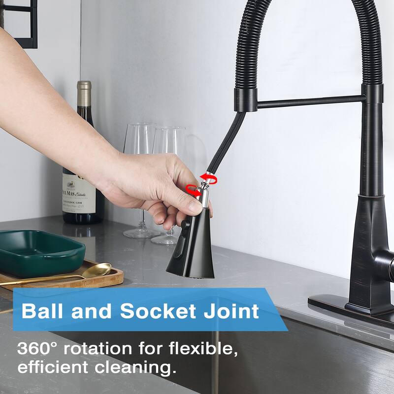 Single Handle Spray 3 Modes Pull Down Kitchen Faucet with Deck Plate