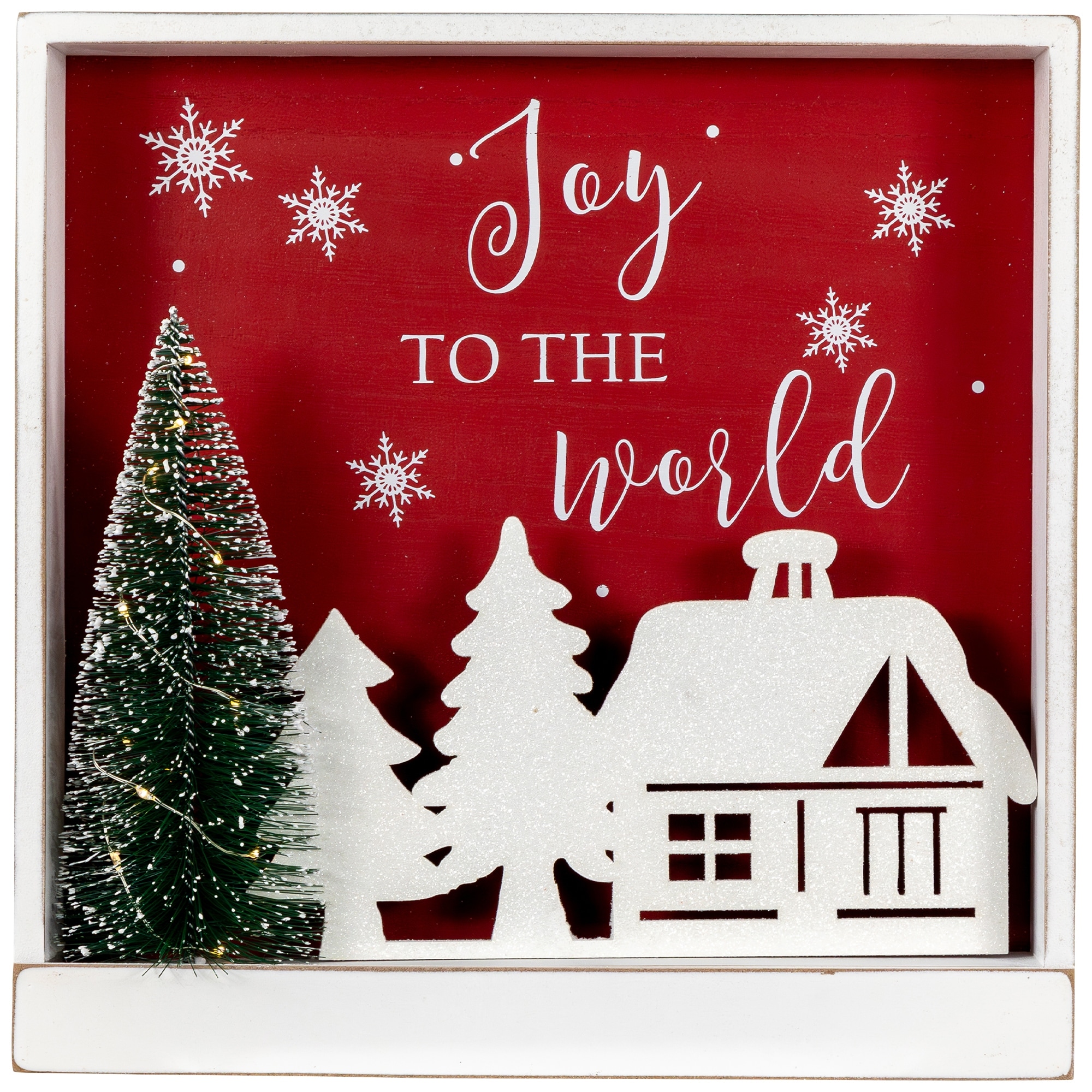 11.75" Lighted Joy To The World Wooden Christmas Wall Decoration