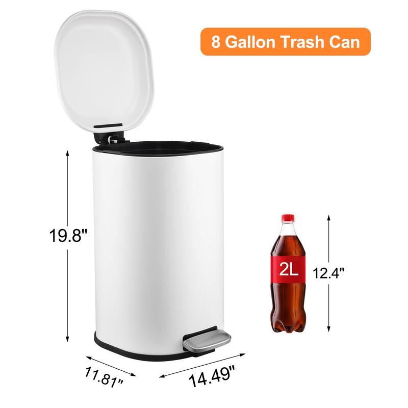8 Gallon Slim Kitchen Trash Can, Step on Garbage Can