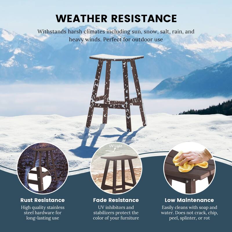 Laguna Hdpe All Weather Outdoor Patio 29" Saddle Seat Bar Stool (Set Of 2)
