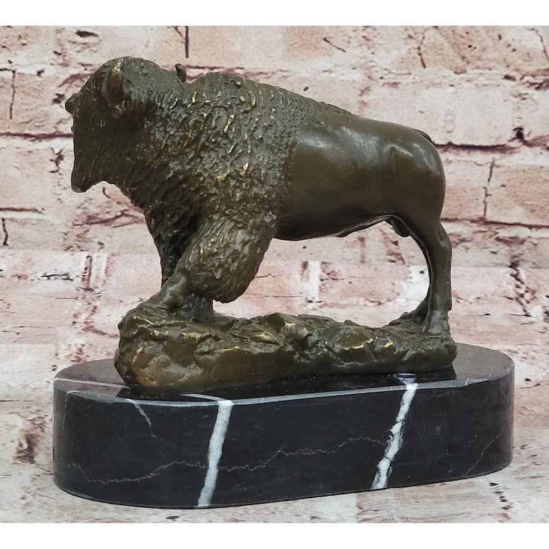 Western Bronze American Buffalo Bison Sculpture – Rustic Wildlife Decor