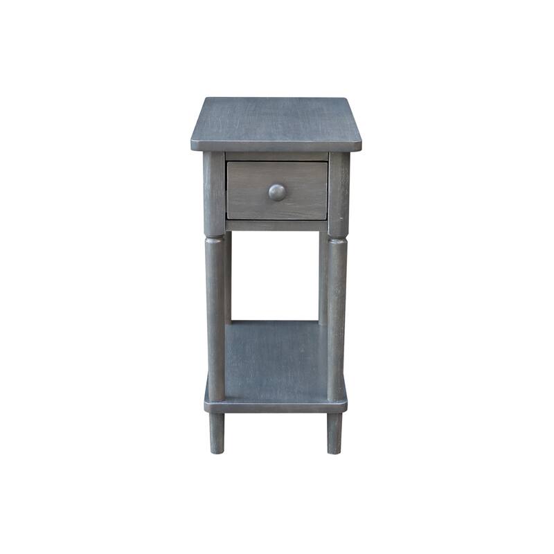 Narrow Solid Wood Side Table with Drawer