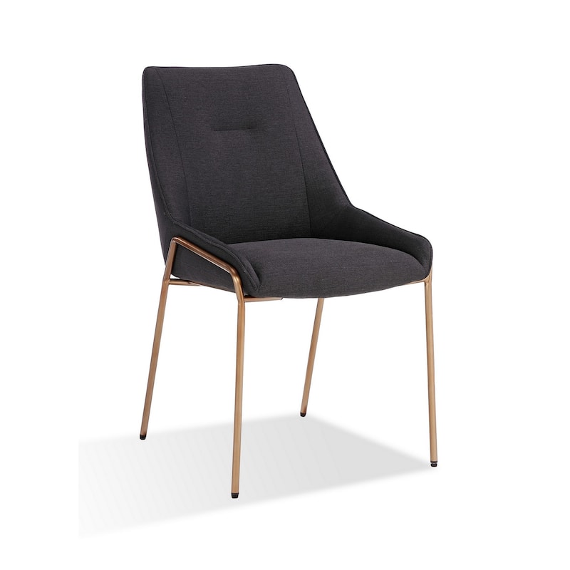 Rise 21 Inch Dining Chair, Boucle Upholstery, Metal Legs, Gray, Bronze