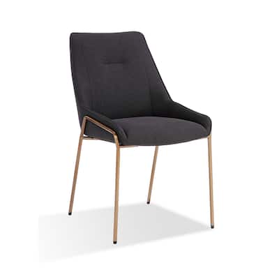 Rise 21 Inch Dining Chair, Boucle Upholstery, Metal Legs, Gray, Bronze