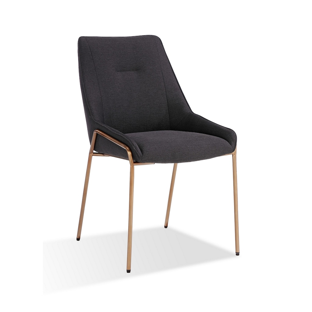 Rise 21 Inch Dining Chair, Boucle Upholstery, Metal Legs, Gray, Bronze