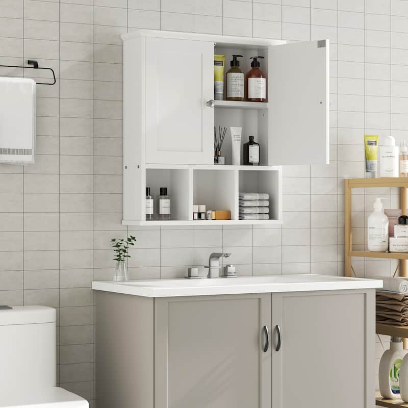 2-Door Wall-Mounted Bathroom Cabinet with Storage Space for Bathroom, Kitchen, or Office