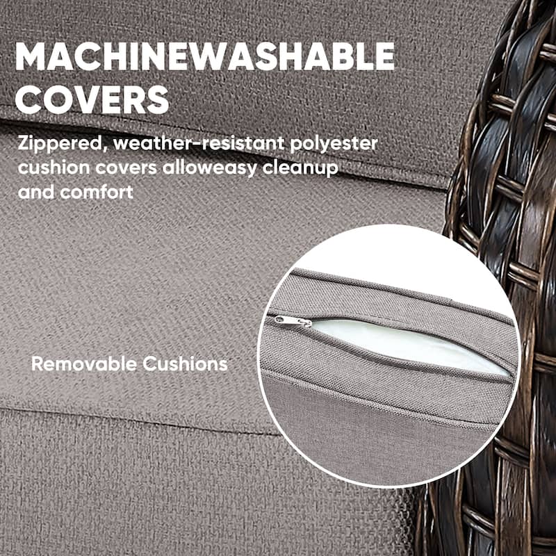 Outdoor Patio Loveseat Sofa with Coffee Table