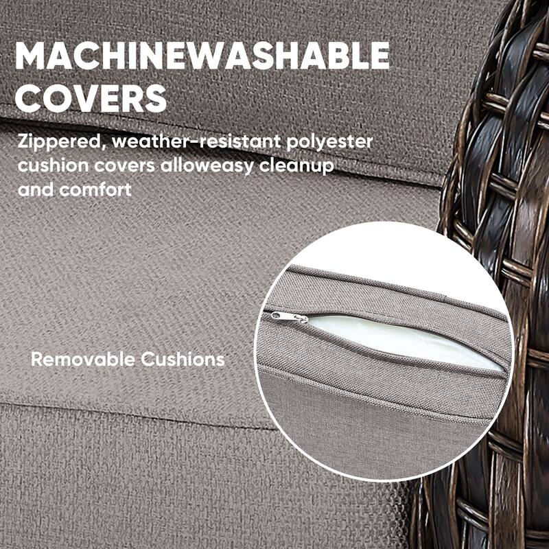 Patio Wicker Chair with Loveseat Coffee Table