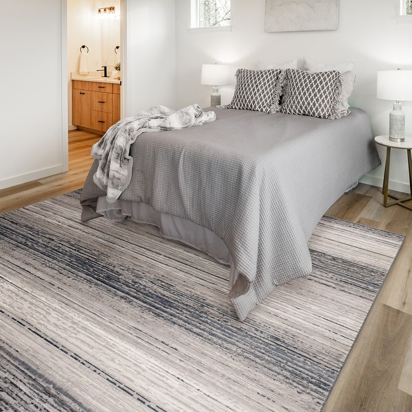 slide 2 of 9, Gertmenian Flora Transitional Casual Modern Soft High-Low Polypropylene Polyester Indoor Area Rug Collection 5' 3" x 7' - Osian Blue - Rectangle