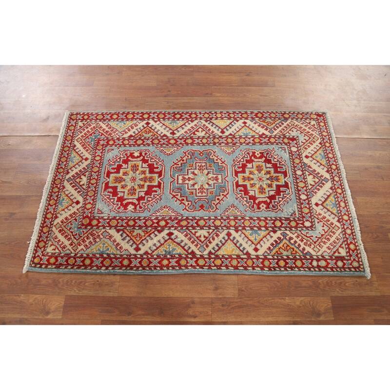Kazak Foyer Rug Wool Hand-Knotted Wool Carpet - 2'10" x 4'3"