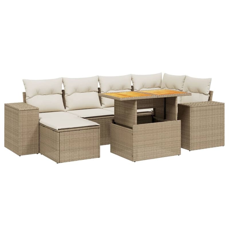 vidaXL Patio Sofa Set with Cushions Outdoor Conversation Furniture Poly Rattan - 21.7 x 24.4 x 27.2