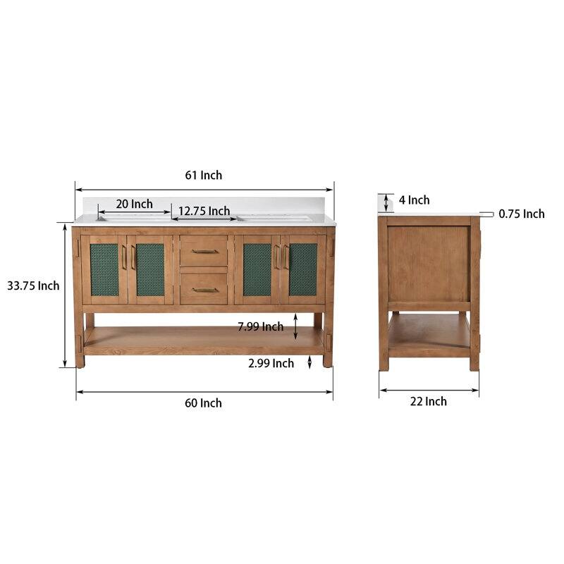 Acroma - 60'' Double Bathroom Vanity With Stone Top