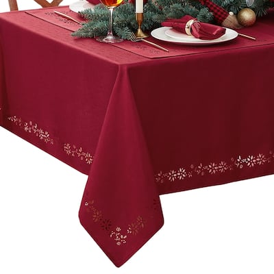 Poinsettia Noel Laser Cut Tablecloth