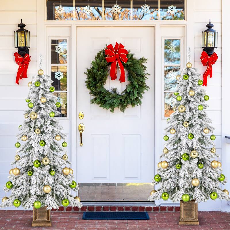 Gymax 6 ft Artificial Xmas Tree Hinged Christmas Tree w/ 589 Flocked - See Details
