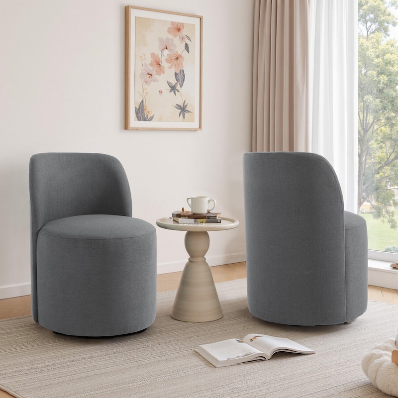 Modern Linen Upholstery Dining Chair Barrel Chair