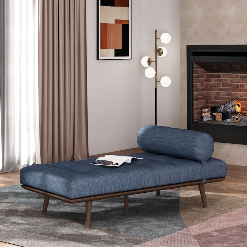 Simple Living Chaise Lounge with Rolled Pillow - Blue