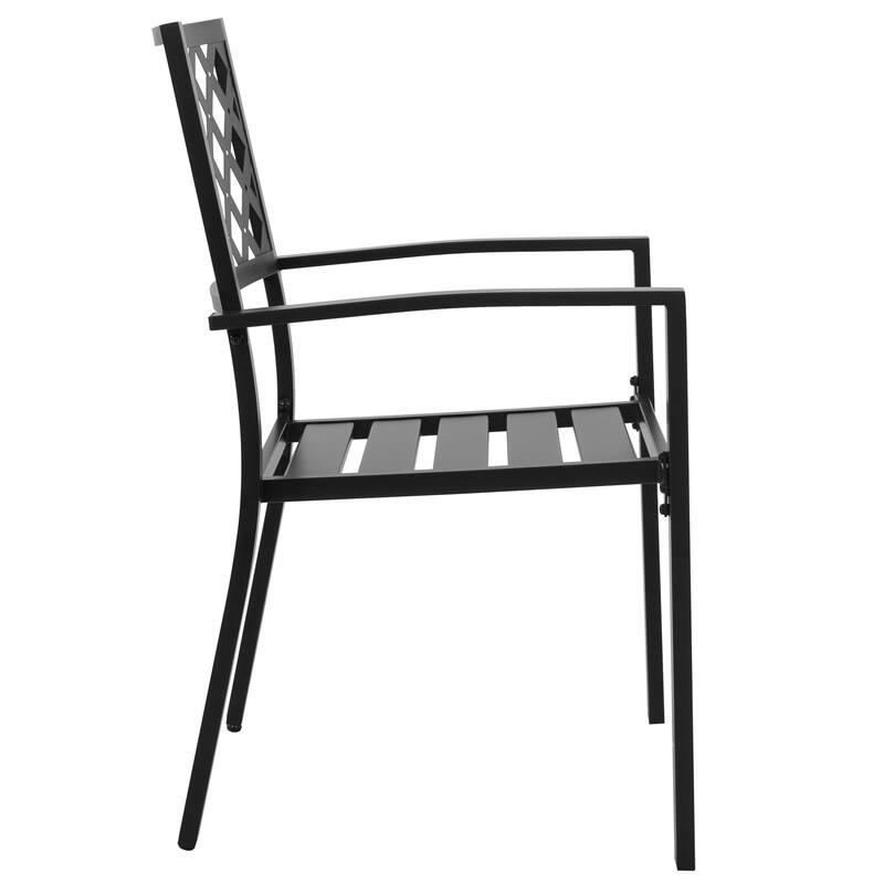 3-Piece Powder-Coated Iron Outdoor Bistro Set, Black