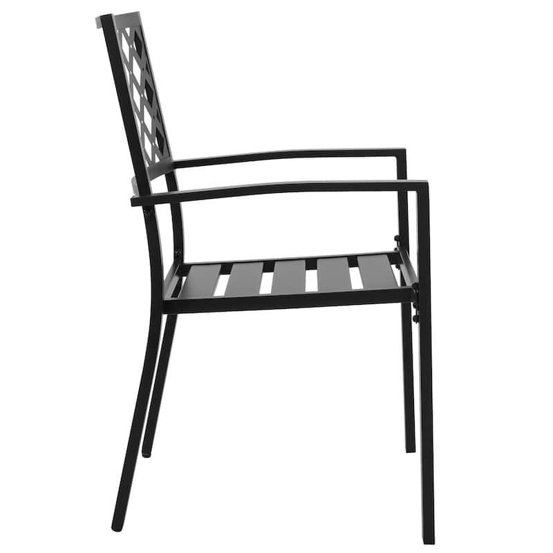 Outdoor 3-Piece Iron Bistro Set, Powder-Coated Finish, Black