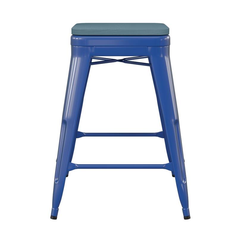 Indoor/Outdoor Backless Counter Stool with Poly Resin Seat