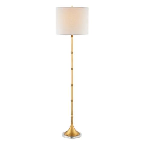 Gold Metal Floor Lamp With A White Shade
