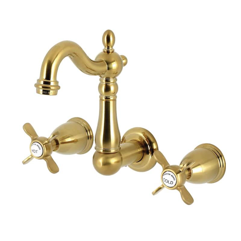 Kingston Brass Essex Double-Handle Wall Mount Bathroom Faucet - Brushed Brass