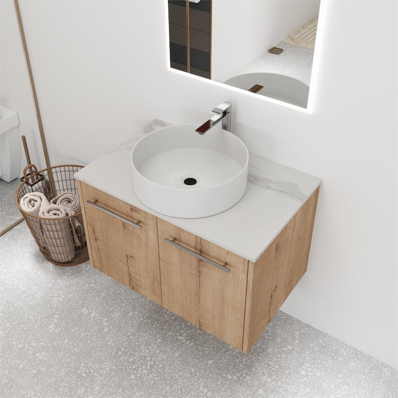 Bathroom Vanity With Sink In 24/30 Inch, Floating Bathroom Vanity With Soft Close Door - 29.5"W x 18.9"D - IMO with sink-400