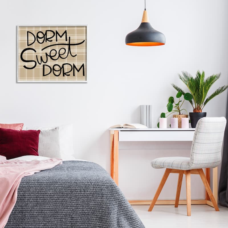 Stupell Sweet Dorm on Plaid Framed Giclee Art Design By Mandy Ford Art + Illustration