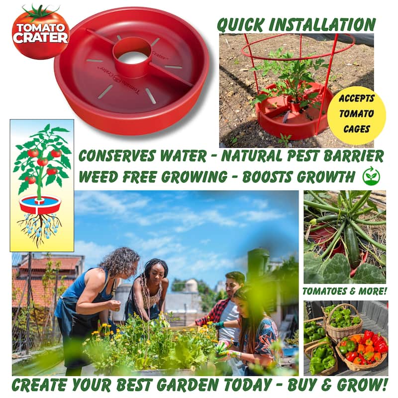Tomato Crater Gardening Tool for Healthier Tomatoes, 12” Red