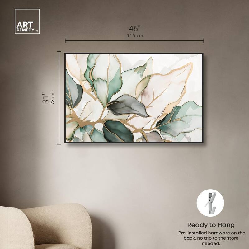 Golden Veined Leaves II Canvas by Art Remedy