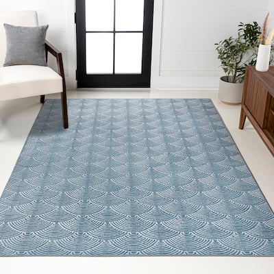 JONATHAN Y Cole Geometric Art Deco Fan Pattern High-Low Rug