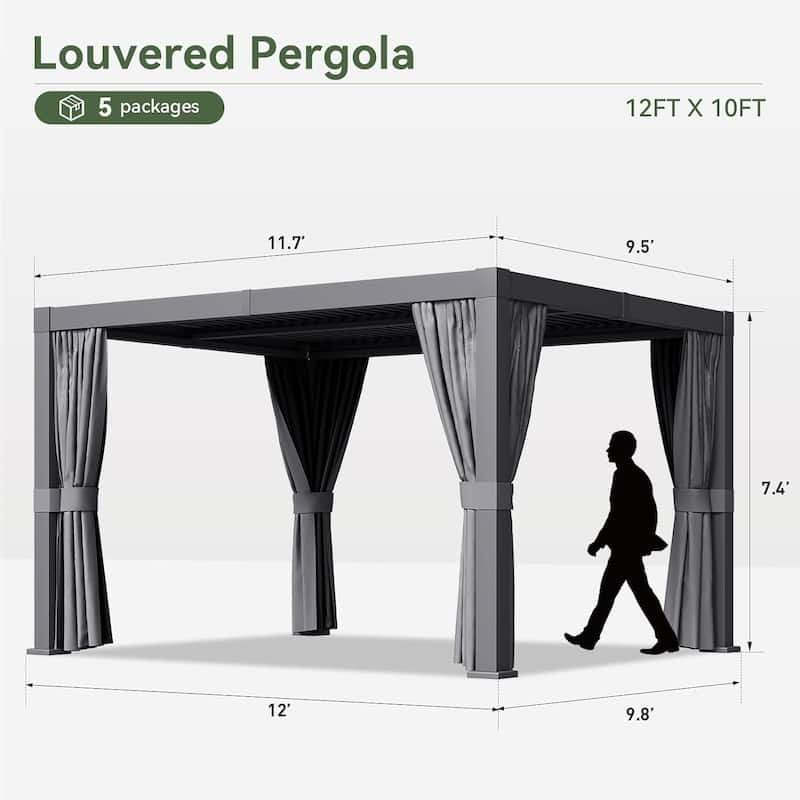 Louvered Pergola 10' x 12' Outdoor Aluminum Pergola