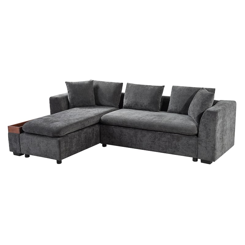 Chenille Upholstered Cloud Sofa L-Shaped Couch with Chaise Lounge & Storage