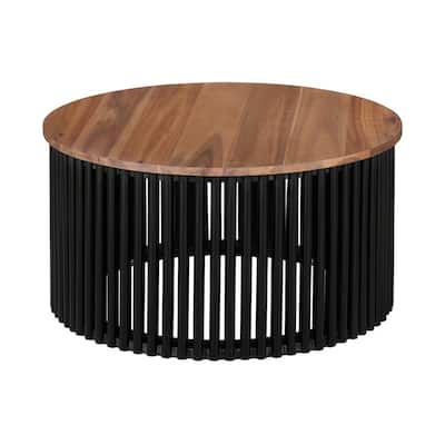 Solid Wood Coffee Table - Natural & Black - 30.00in. W X30.00in.DX16.00in. H